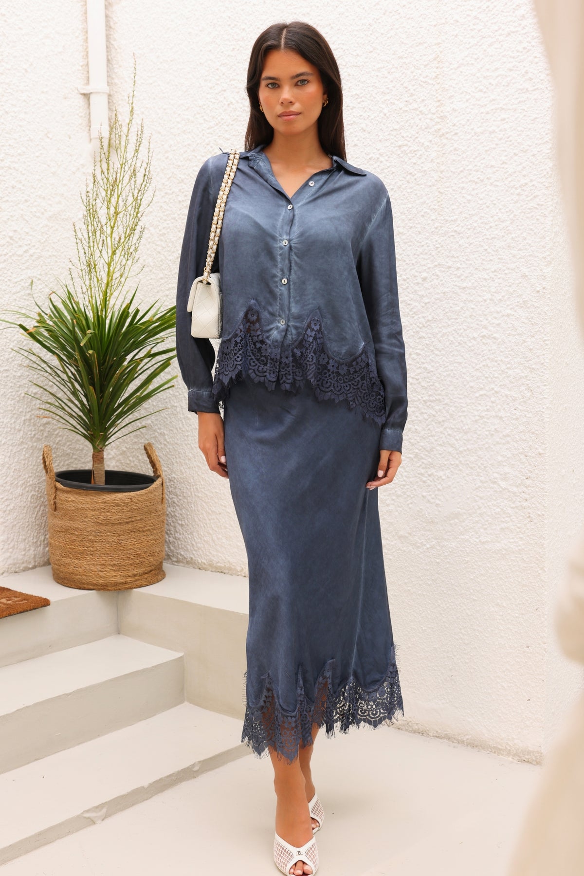 Katalina Skirt Set - Steel Blue