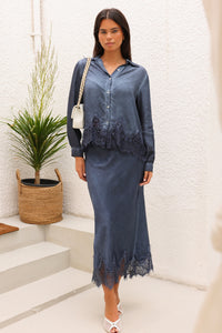 Katalina Skirt Set - Steel Blue